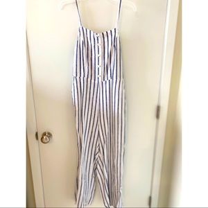 White striped linen jumpsuit
